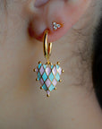 Vivian Grace Jewelry Earrings Gold Pink and Blue Checkerboard Heart Earrings - Gold Vermeil