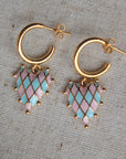 Vivian Grace Jewelry Earrings Gold Pink and Blue Checkerboard Heart Earrings - Gold Vermeil