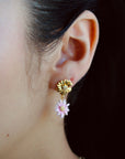 Vivian Grace Jewelry Earrings Gold Pink Daisy Drop Stud Earrings