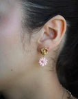 Vivian Grace Jewelry Earrings Gold Pink Daisy Drop Stud Earrings