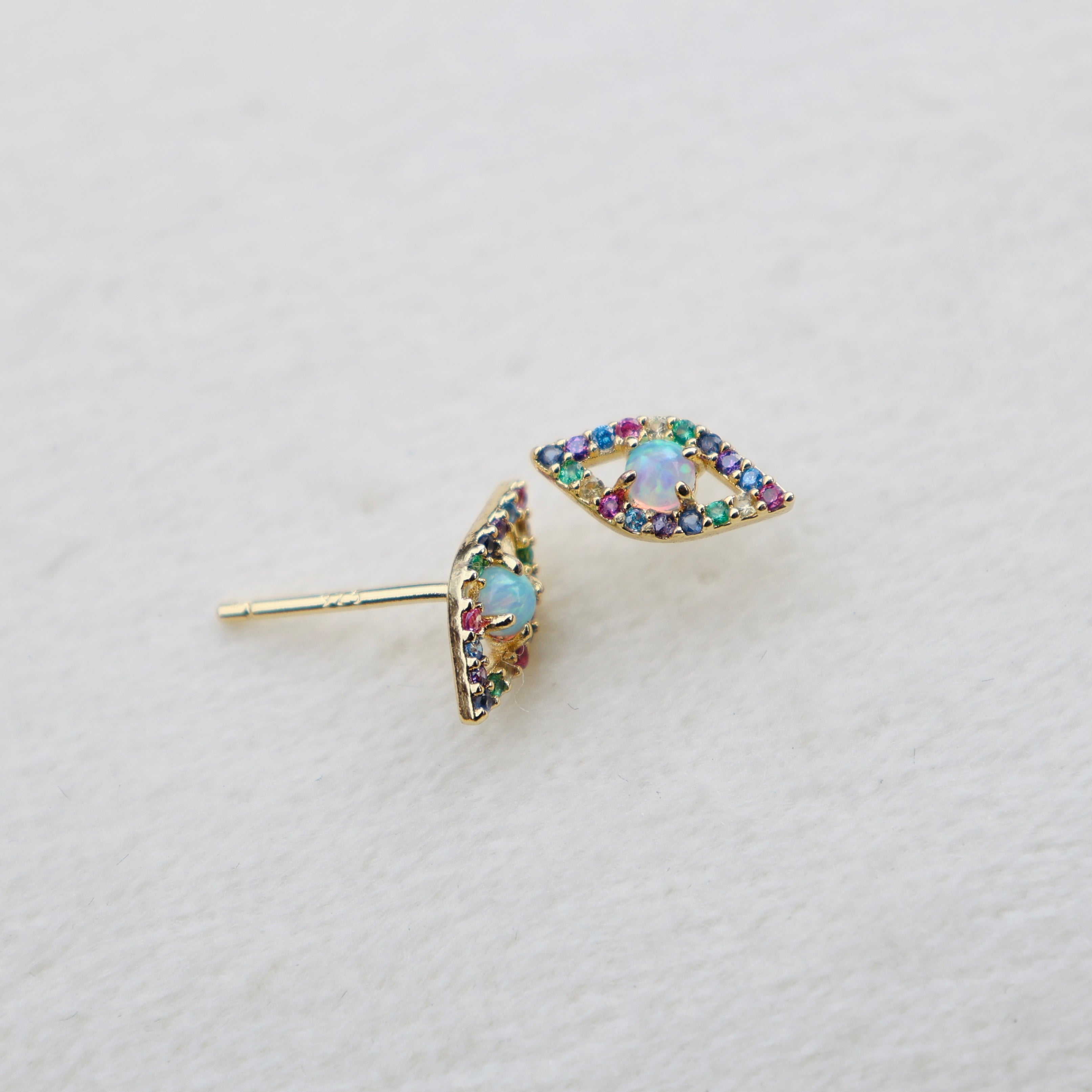 Vivian Grace Jewelry Earrings Opal Evil Eye Stud Earrings