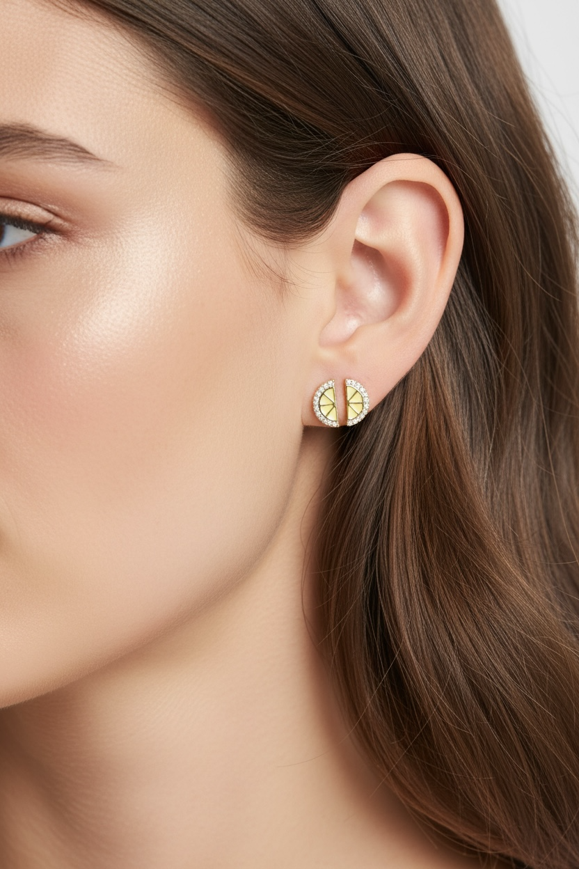 Vivian Grace Jewelry Earrings Tiny Lemon Slice Stud Earrings