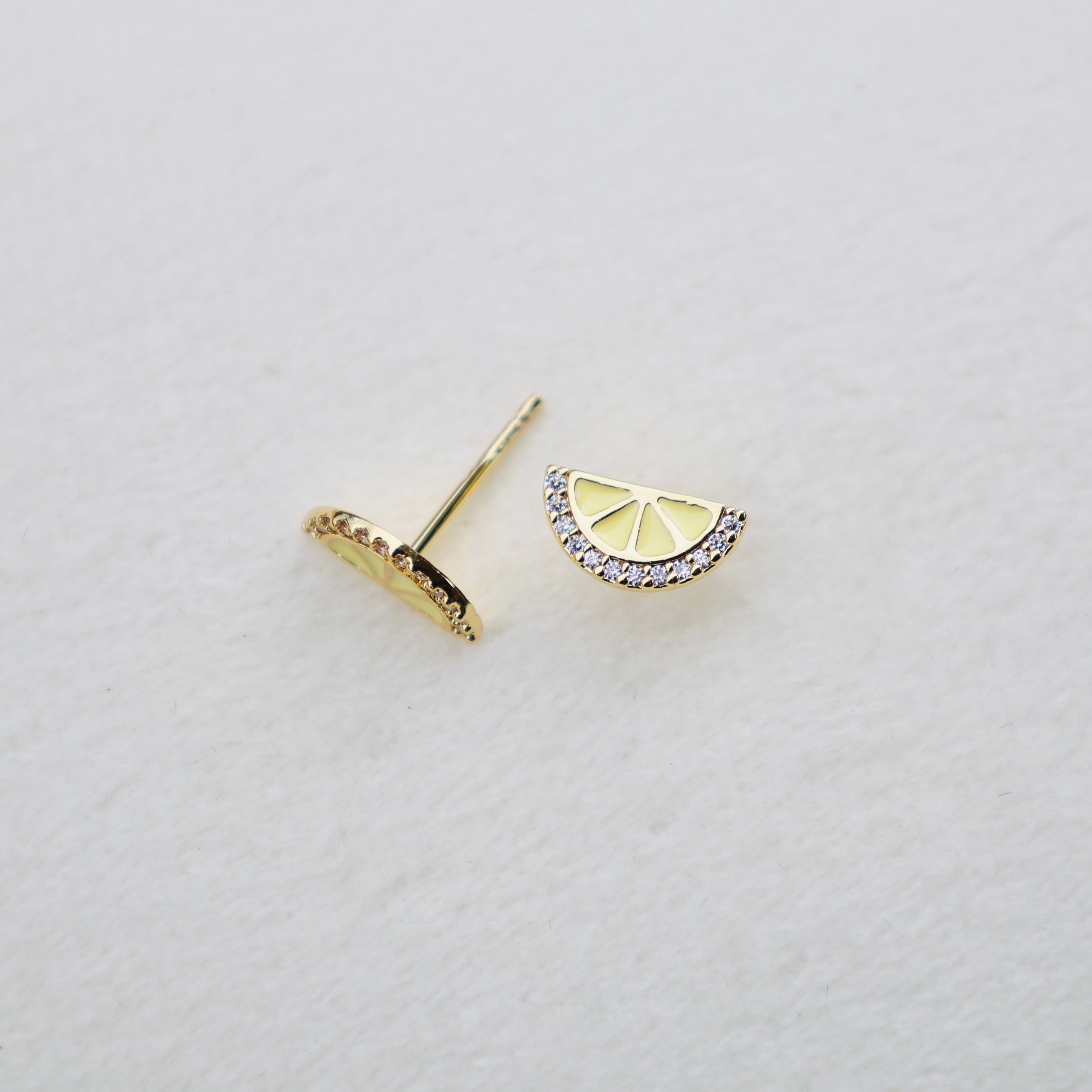Vivian Grace Jewelry Earrings Tiny Lemon Slice Stud Earrings
