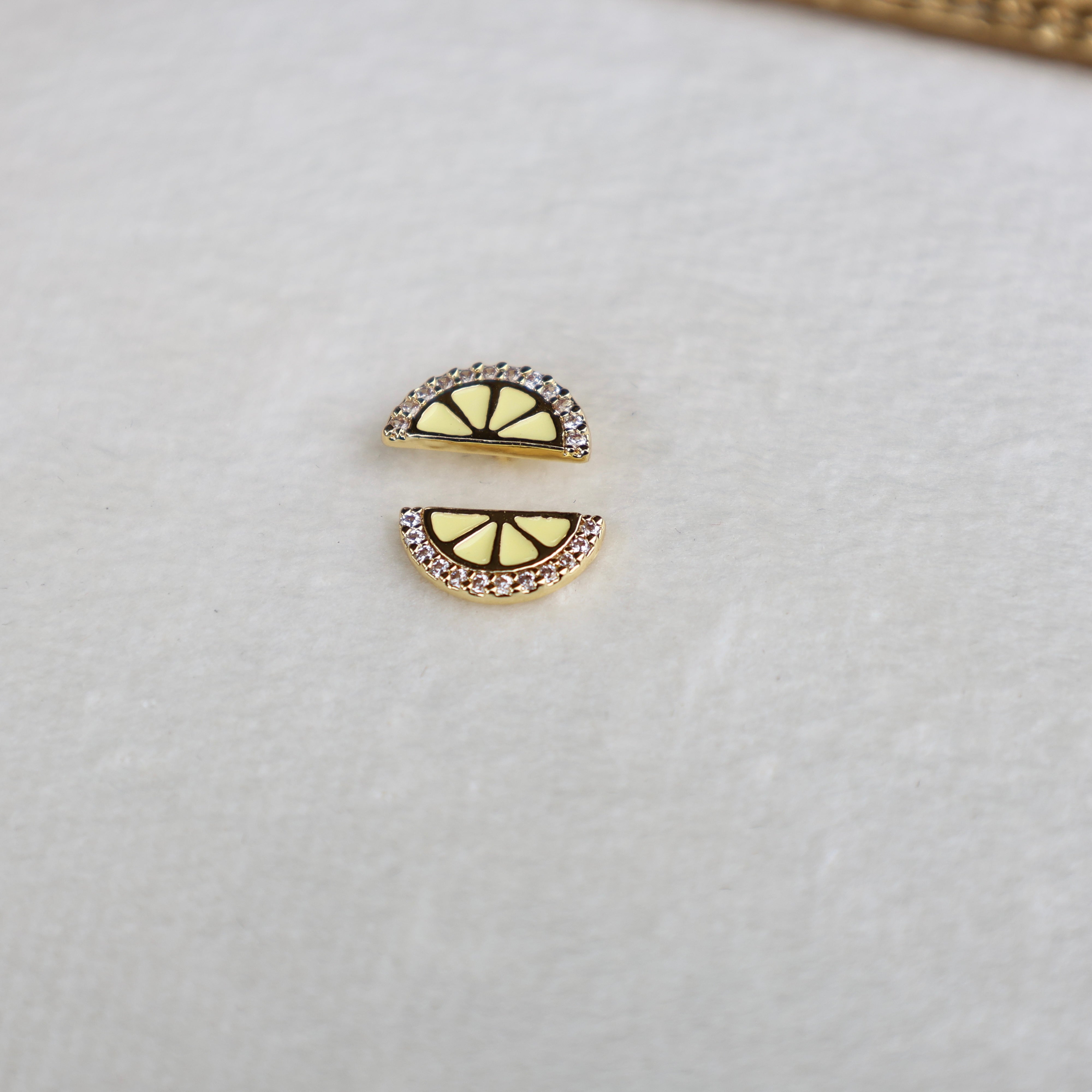 Vivian Grace Jewelry Earrings Tiny Lemon Slice Stud Earrings