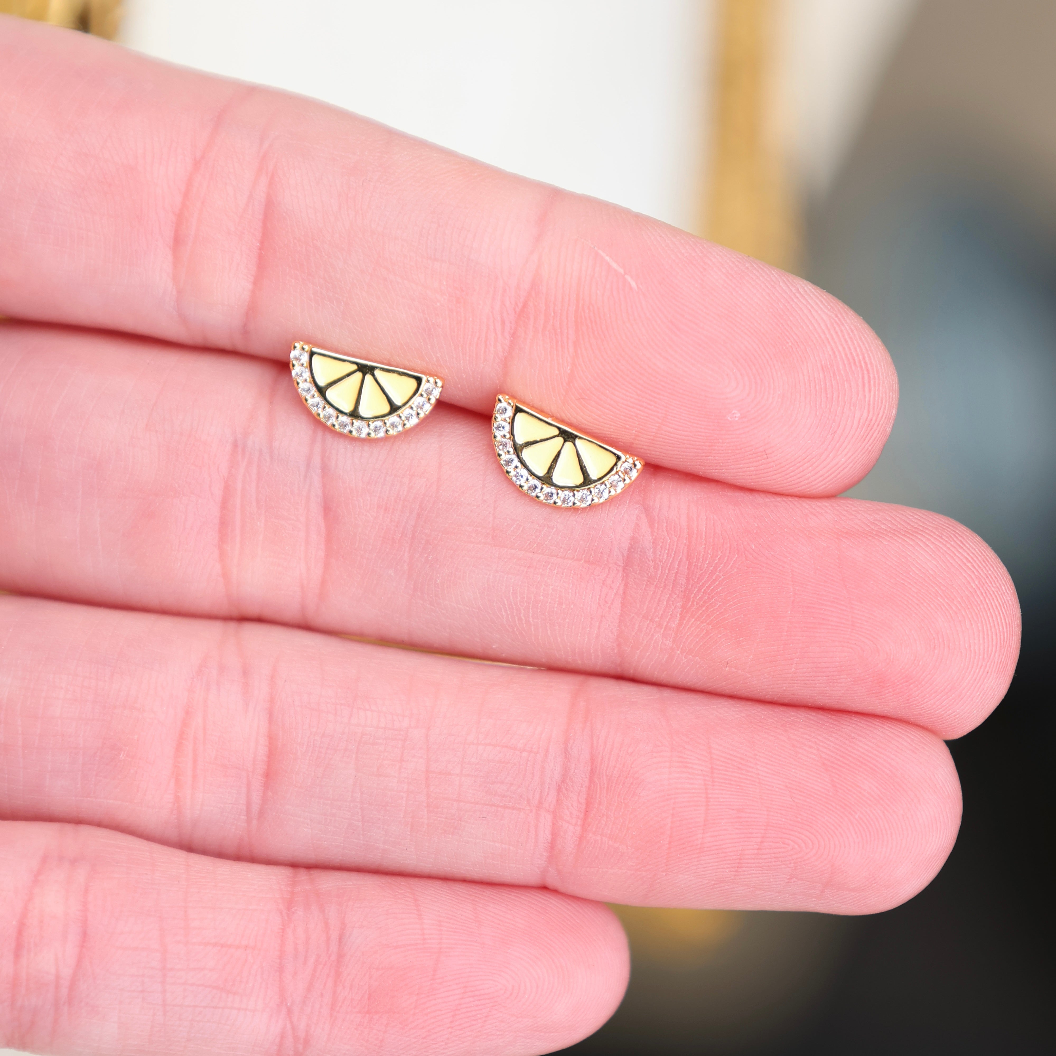 Vivian Grace Jewelry Earrings Tiny Lemon Slice Stud Earrings