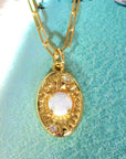 Vivian Grace Jewelry Gold Opal Crystal Floral Gold Filled Paperclip Chain Necklace