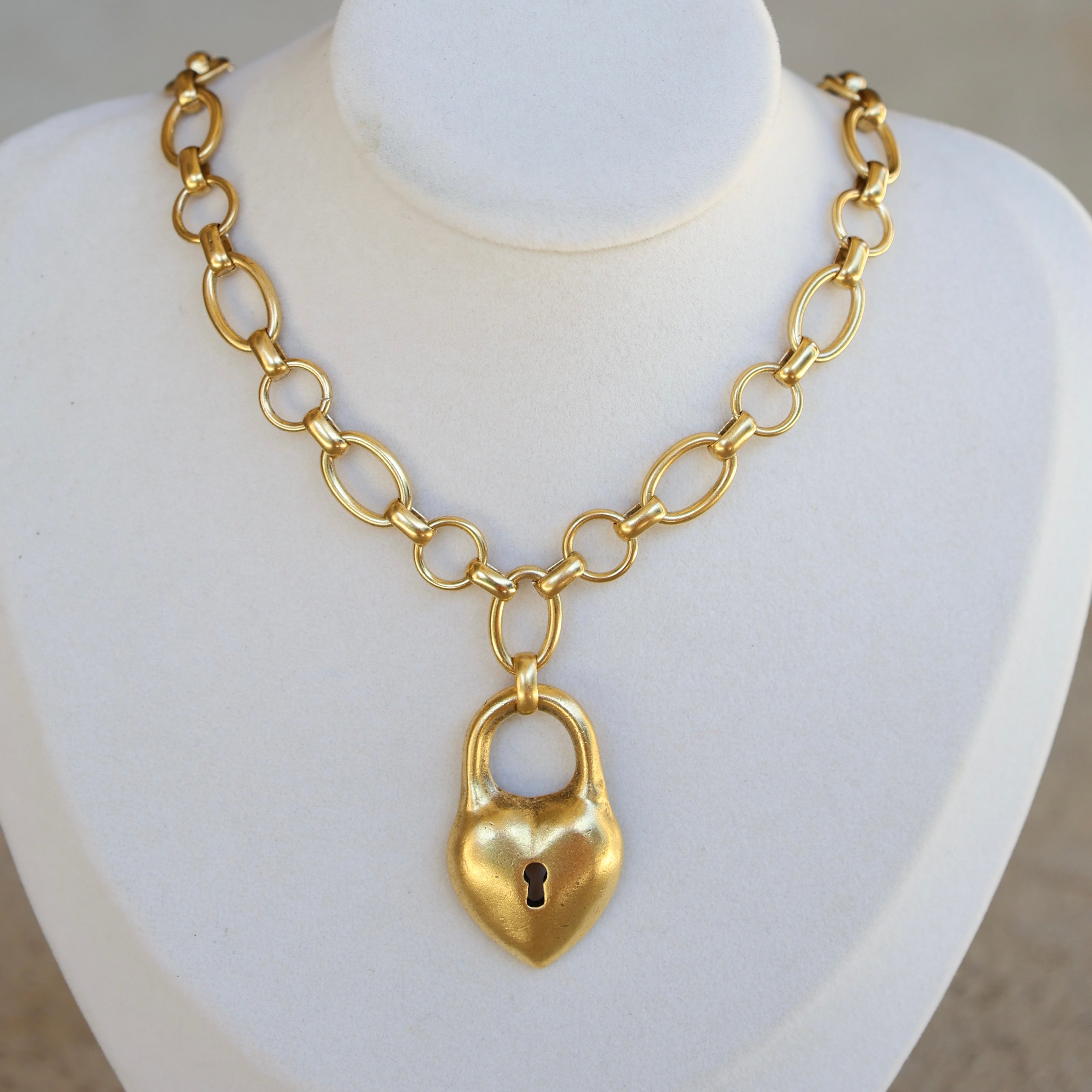 Vivian Grace Jewelry Necklace Antiqued Gold Antiqued Gold Chunky Puff Heart Necklace