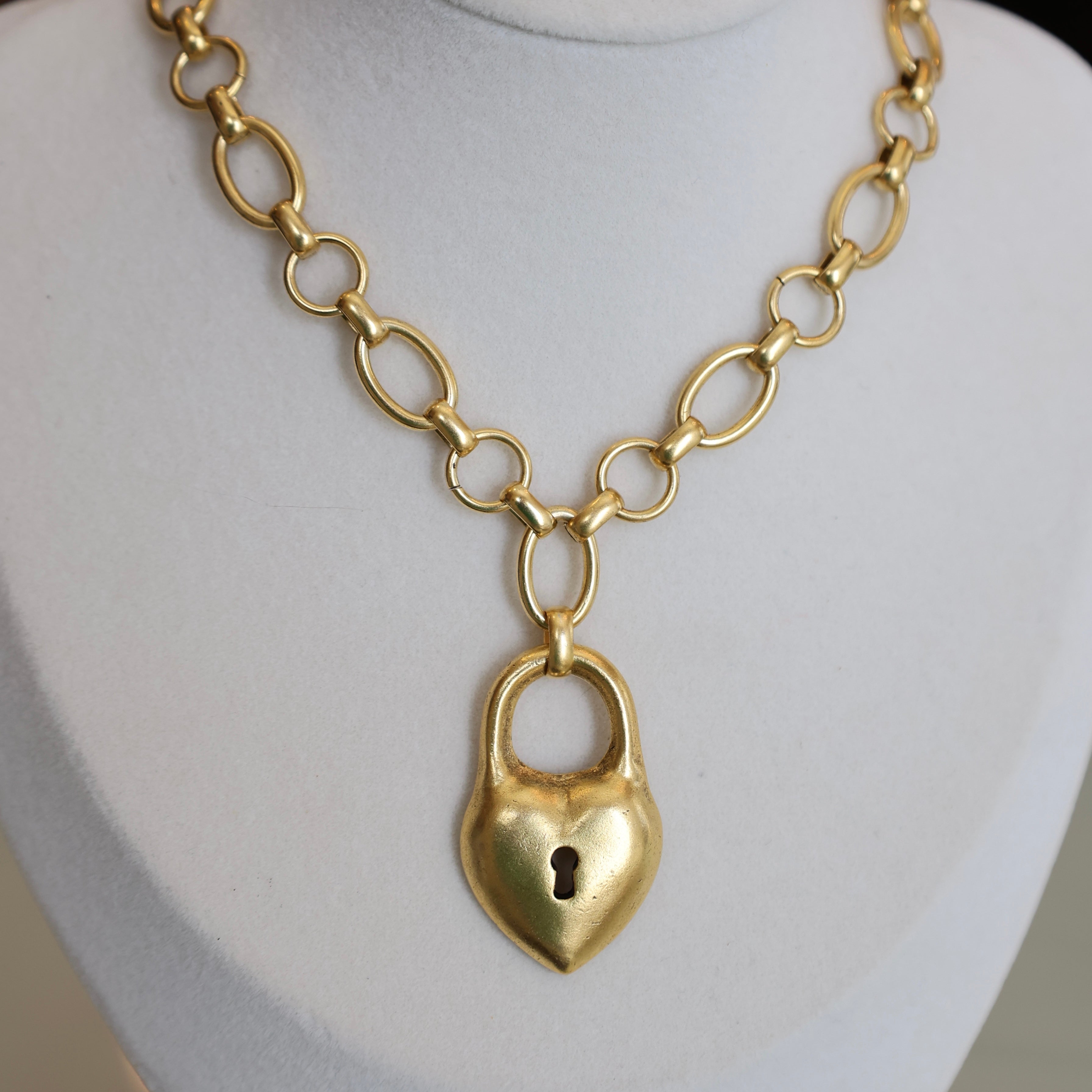 Vivian Grace Jewelry Necklace Antiqued Gold Antiqued Gold Chunky Puff Heart Necklace