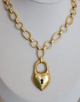 Vivian Grace Jewelry Necklace Antiqued Gold Antiqued Gold Chunky Puff Heart Necklace