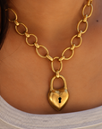 Vivian Grace Jewelry Necklace Antiqued Gold Antiqued Gold Chunky Puff Heart Necklace