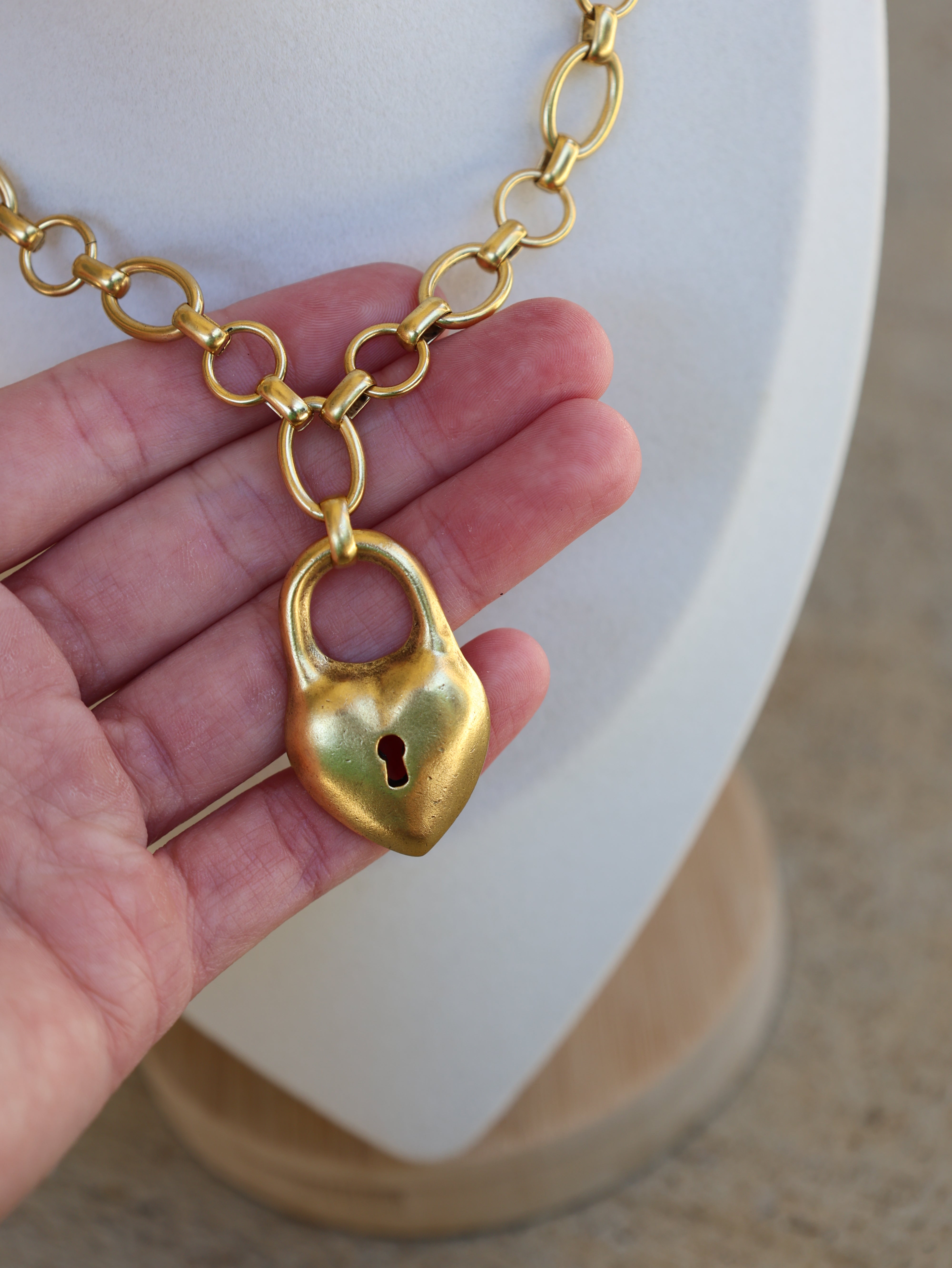 Vivian Grace Jewelry Necklace Antiqued Gold Antiqued Gold Chunky Puff Heart Necklace