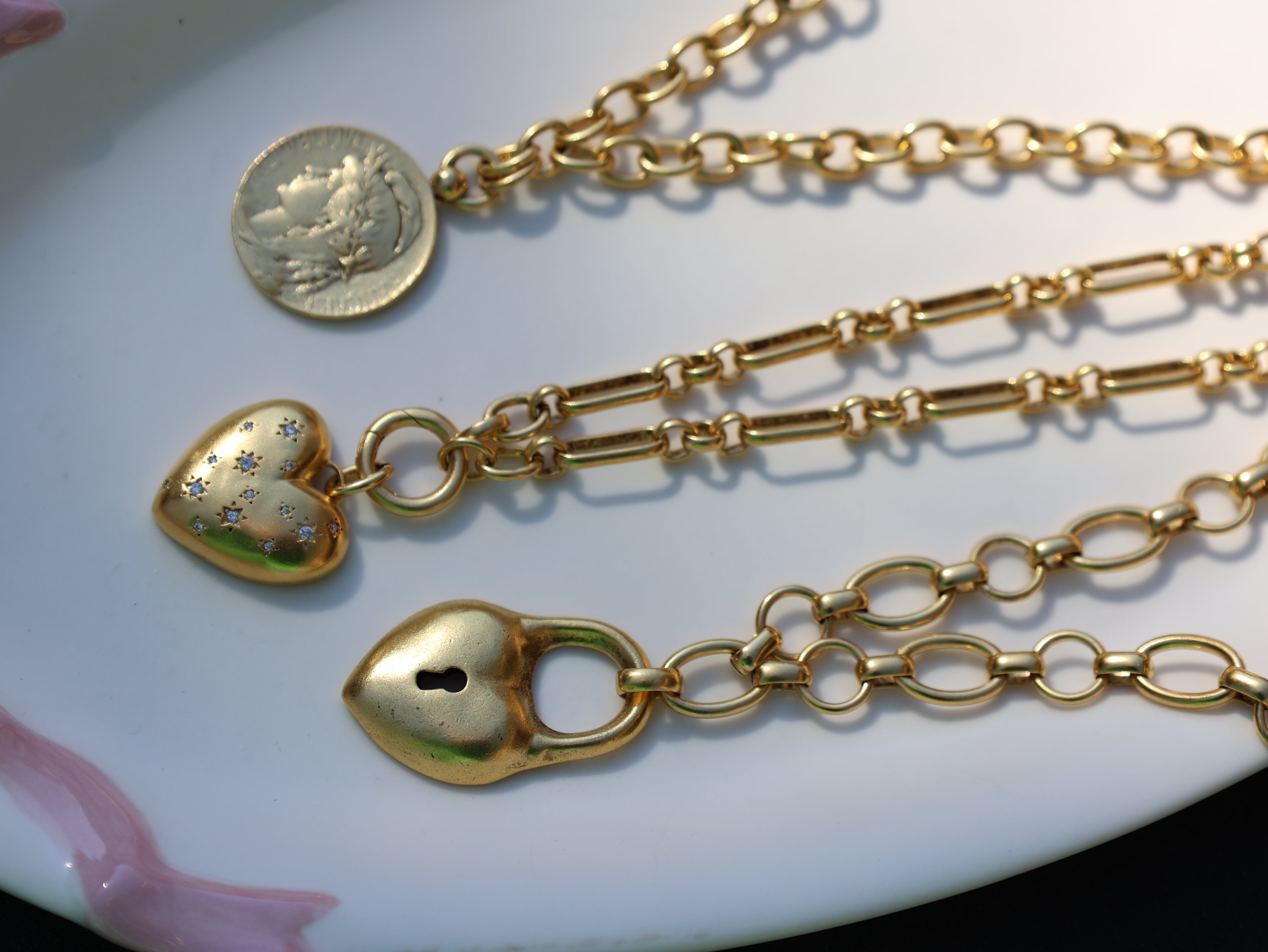 Vivian Grace Jewelry Necklace Antiqued Gold Antiqued Gold Chunky Puff Heart Necklace