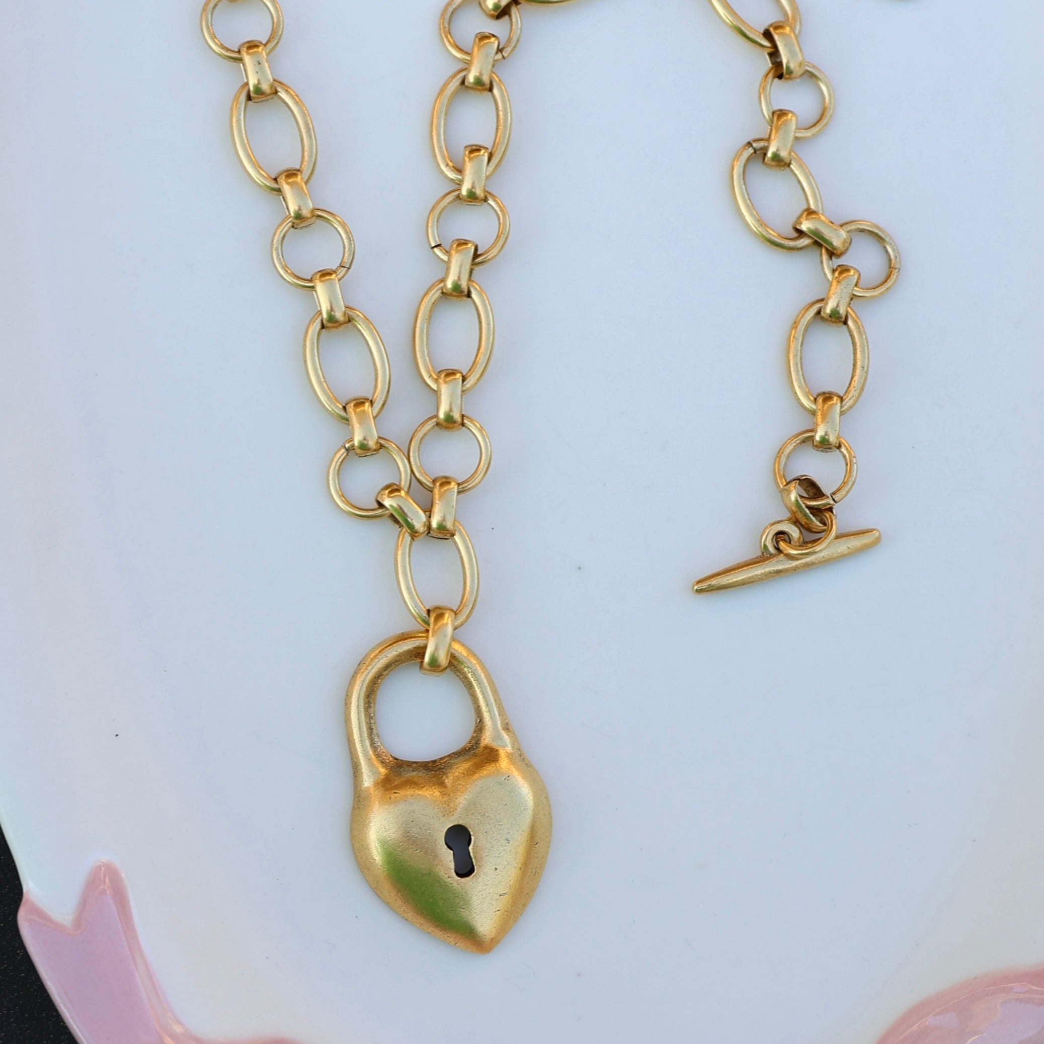 Vivian Grace Jewelry Necklace Antiqued Gold Antiqued Gold Chunky Puff Heart Necklace