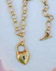 Vivian Grace Jewelry Necklace Antiqued Gold Antiqued Gold Chunky Puff Heart Necklace