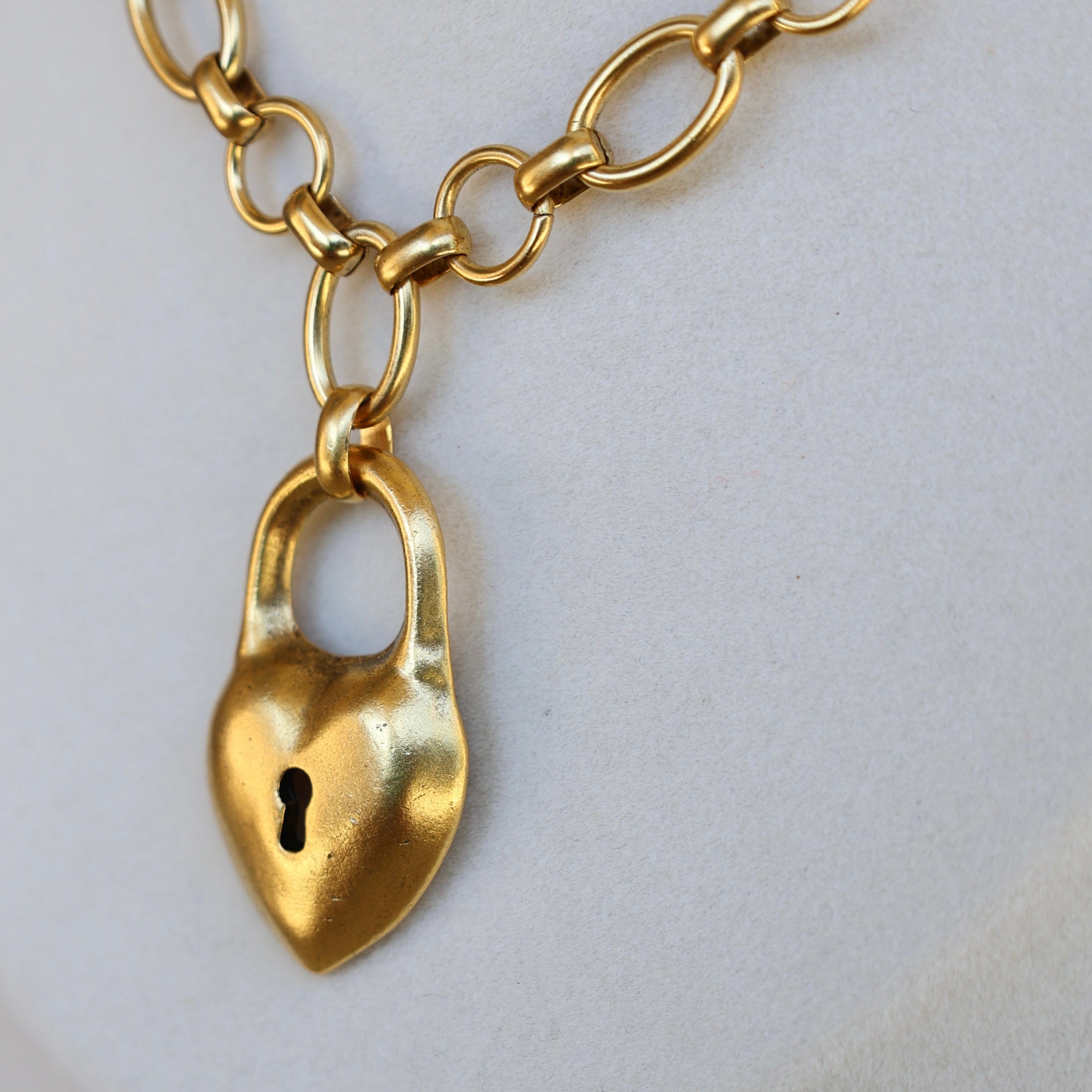 Vivian Grace Jewelry Necklace Antiqued Gold Antiqued Gold Chunky Puff Heart Necklace