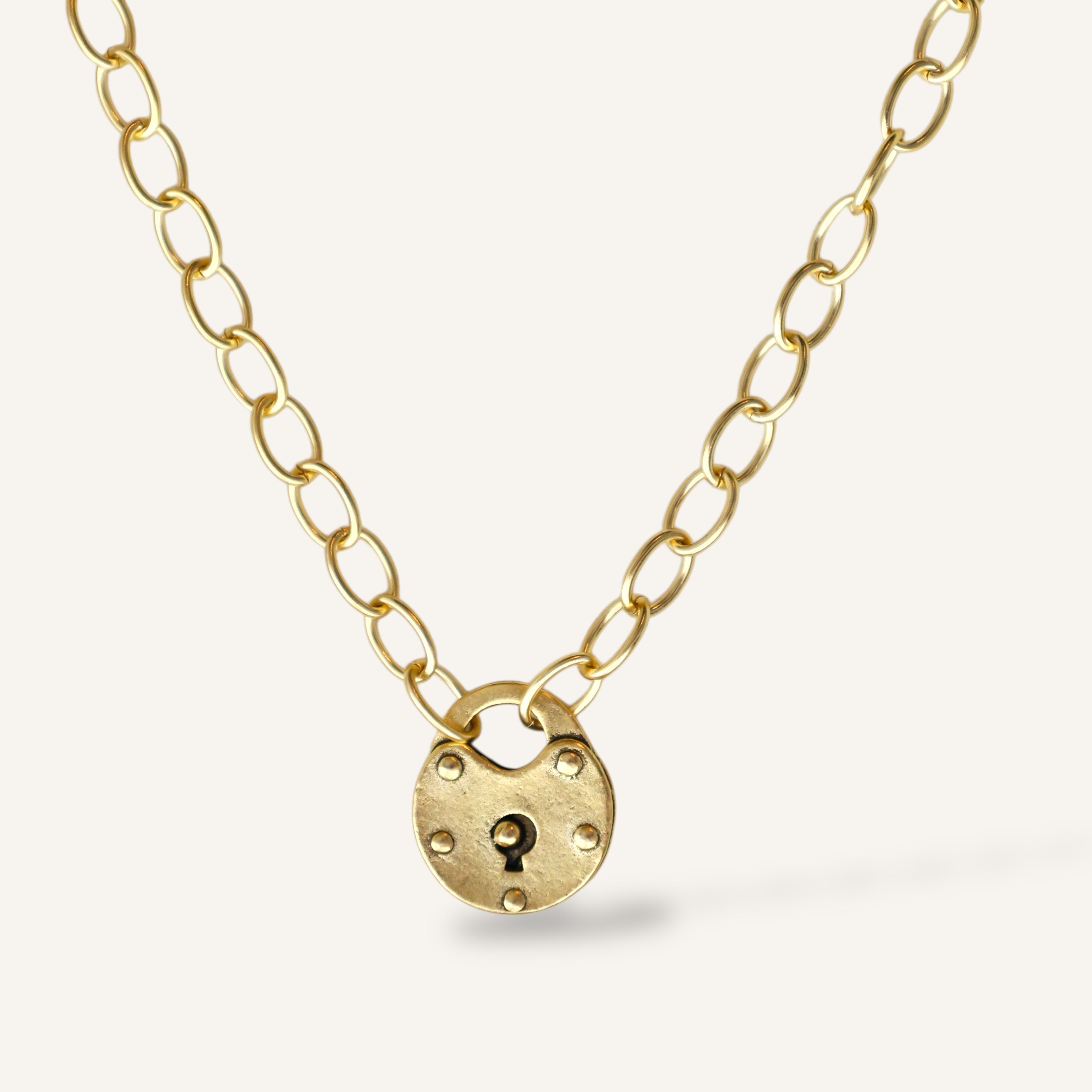 Vivian Grace Jewelry Necklace Antiqued Gold Antiqued Gold Heart Lock Chain