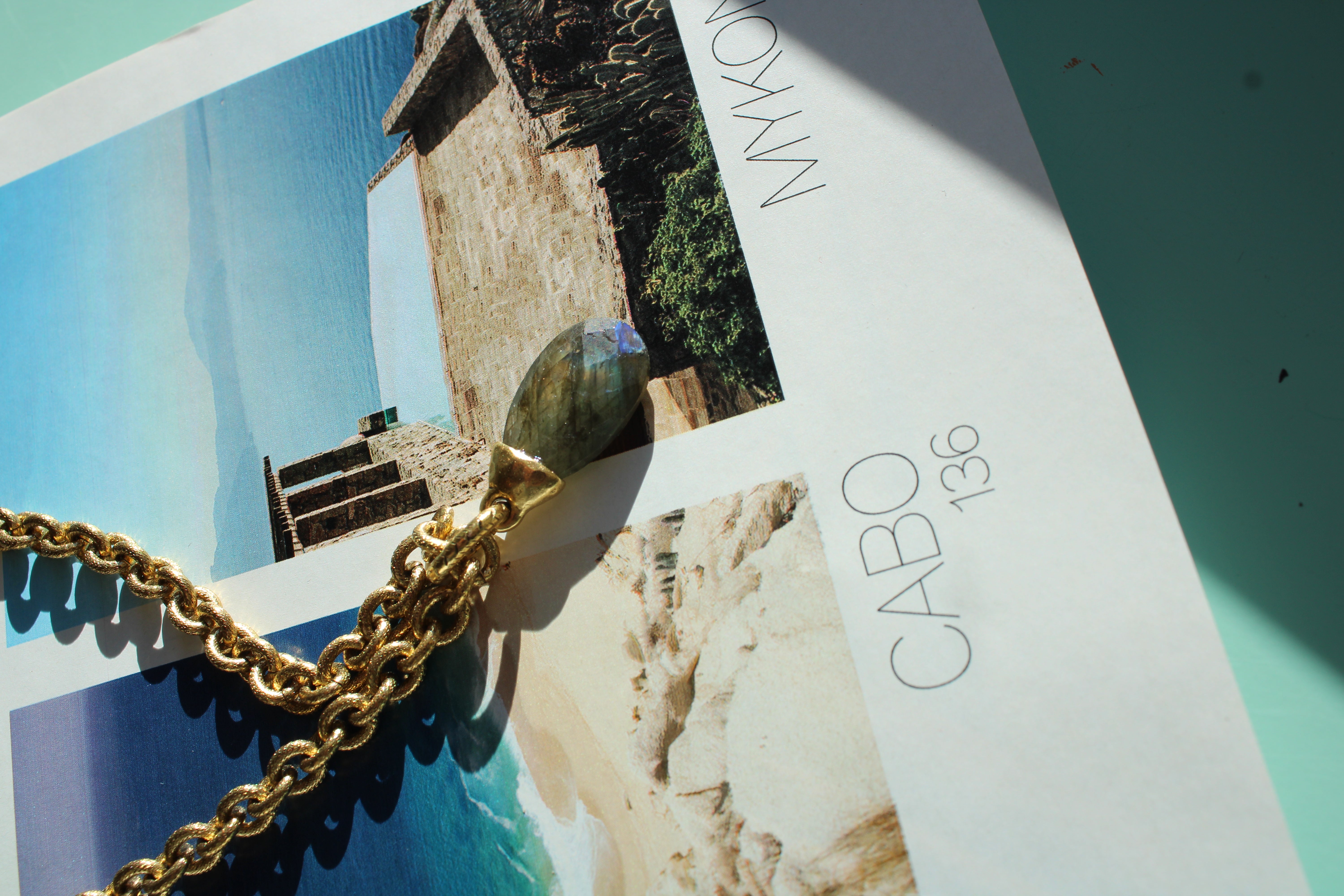 Vivian Grace Jewelry Necklace Antiqued Gold Chunky Labradorite Pendant Necklace