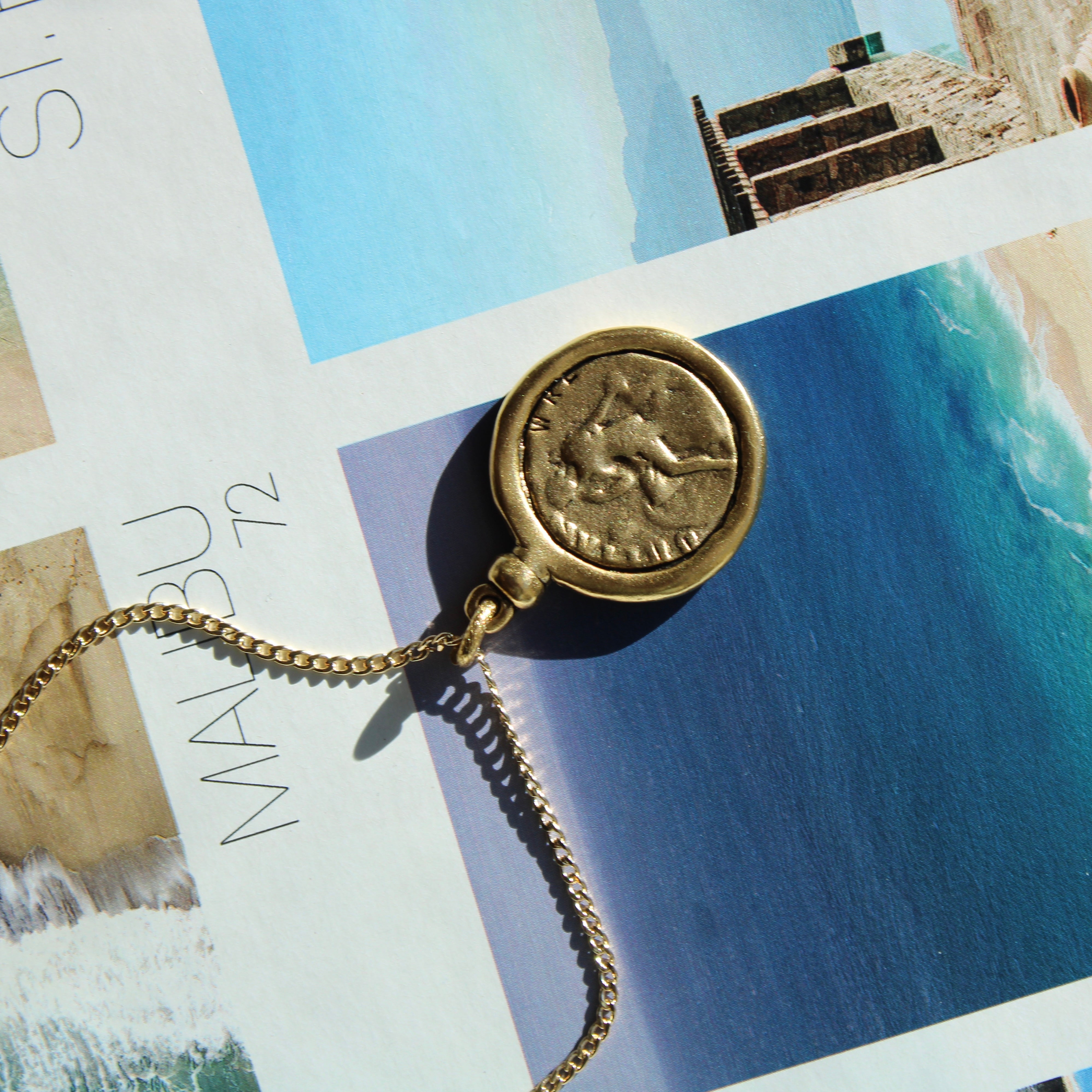 Vivian Grace Jewelry Necklace Antiqued Gold Coin Pendant