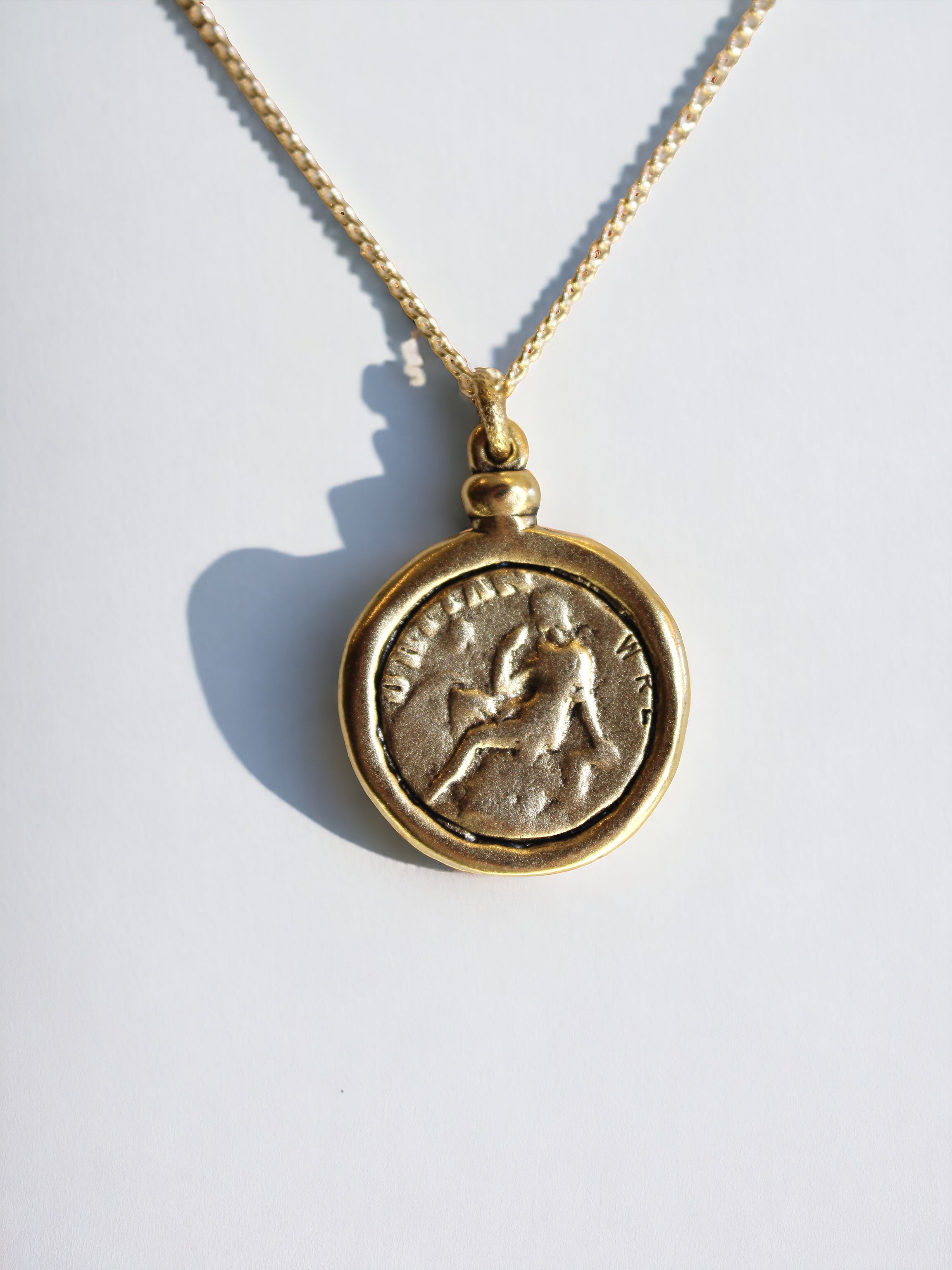 Vivian Grace Jewelry Necklace Antiqued Gold Coin Pendant