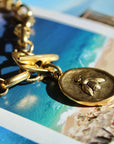 Vivian Grace Jewelry Necklace Antiqued Gold Bee & Fleur de Lis Chunky Chain