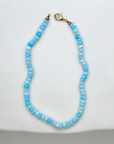 Vivian Grace Jewelry Necklace Aqua Peruvian Opal Hand Knotted Gemstone Bead Charm Holder Necklace