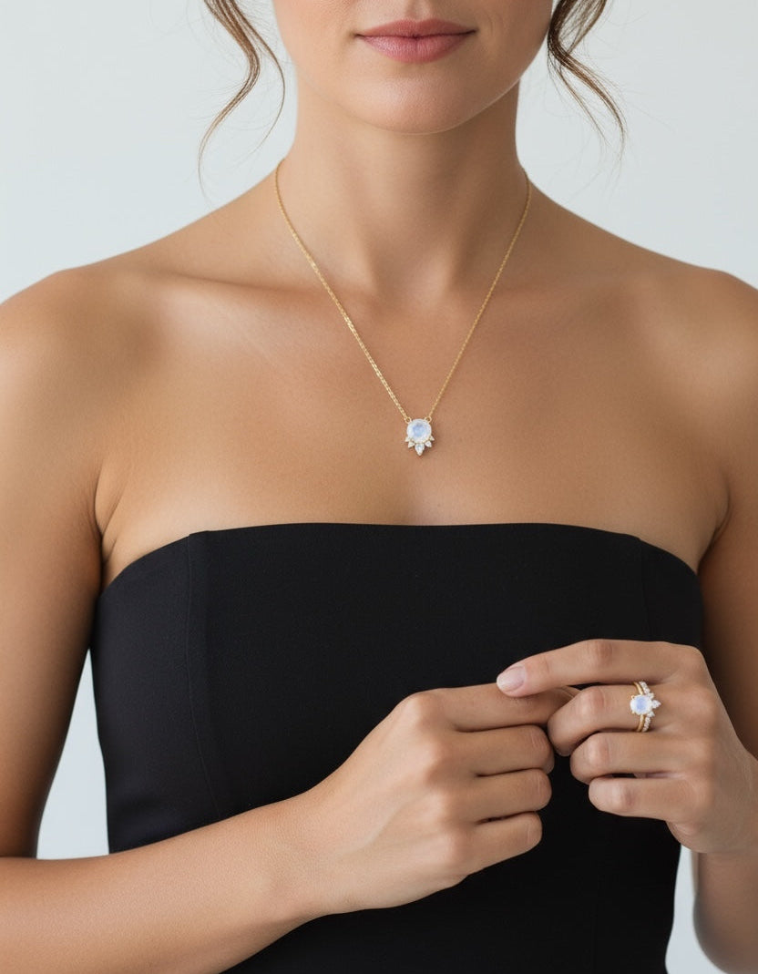 Vivian Grace Jewelry Necklace Ava Moonstone & Topaz Necklace