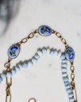 Vivian Grace Jewelry Necklace Blue Hand Knotted Peruvian Opal Necklace- Light Denim and White