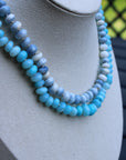 Vivian Grace Jewelry Necklace Blue Hand Knotted Peruvian Opal Necklace- Light Denim and White