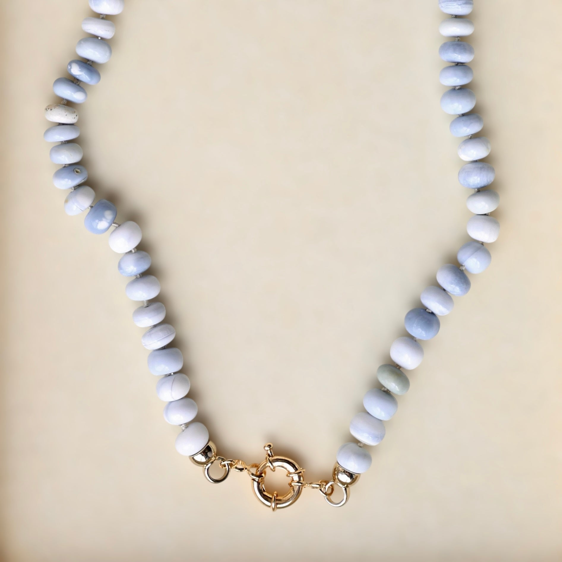 Vivian Grace Jewelry Necklace Blue Peruvian Opal Hand Knotted Peruvian Opal Bead Necklace