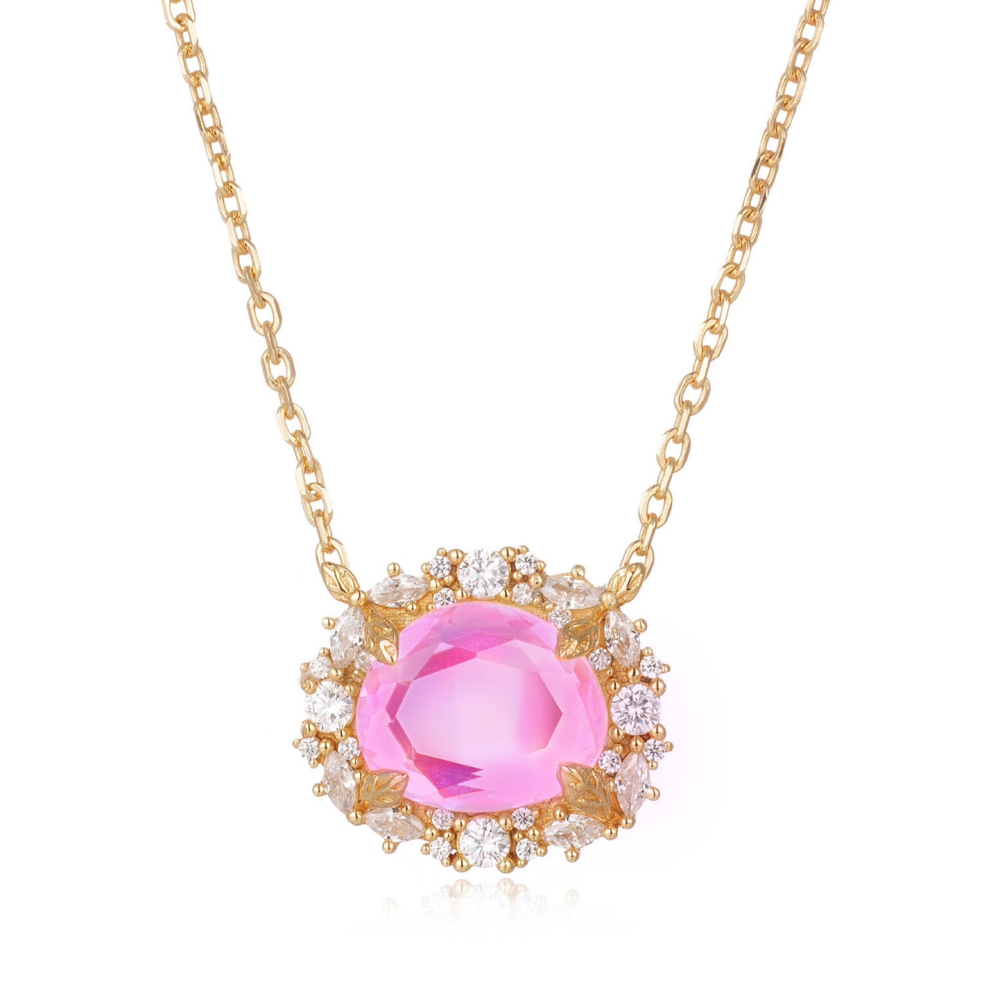 Vivian Grace Jewelry Necklace Dichroic Glass- Pink The Poppy Necklace