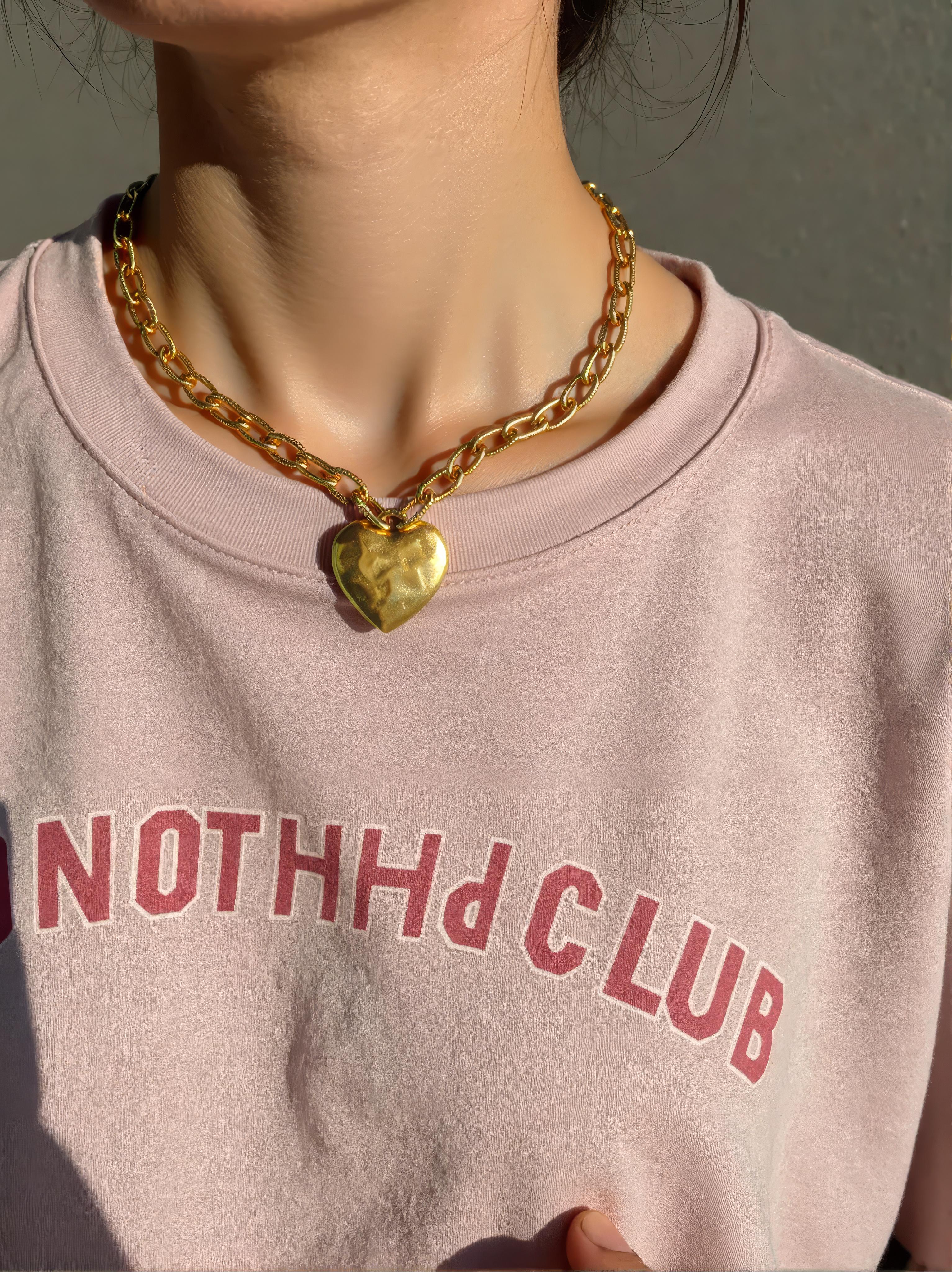 Vivian Grace Jewelry Necklace Gold Antiqued Gold Chunky Heart Chain