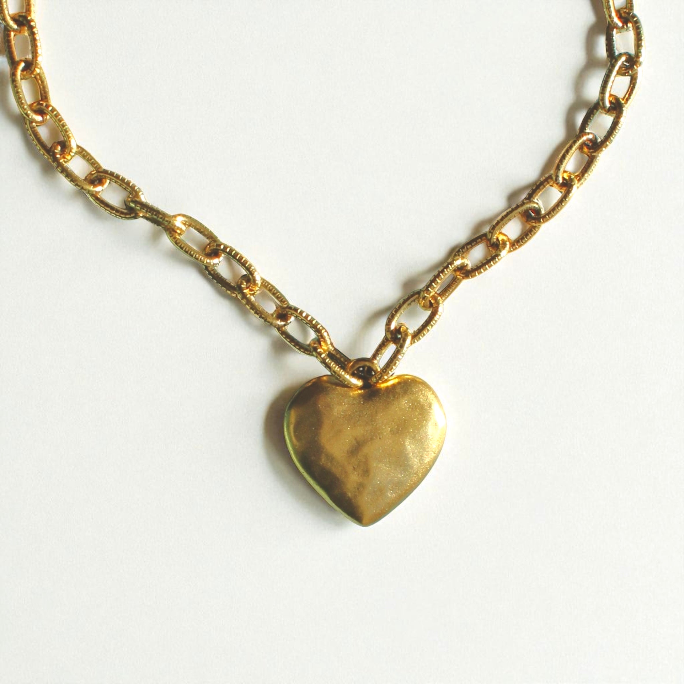 Vivian Grace Jewelry Necklace Gold Antiqued Gold Chunky Heart Chain