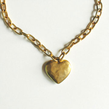 Vivian Grace Jewelry Necklace Gold Antiqued Gold Chunky Heart Chain