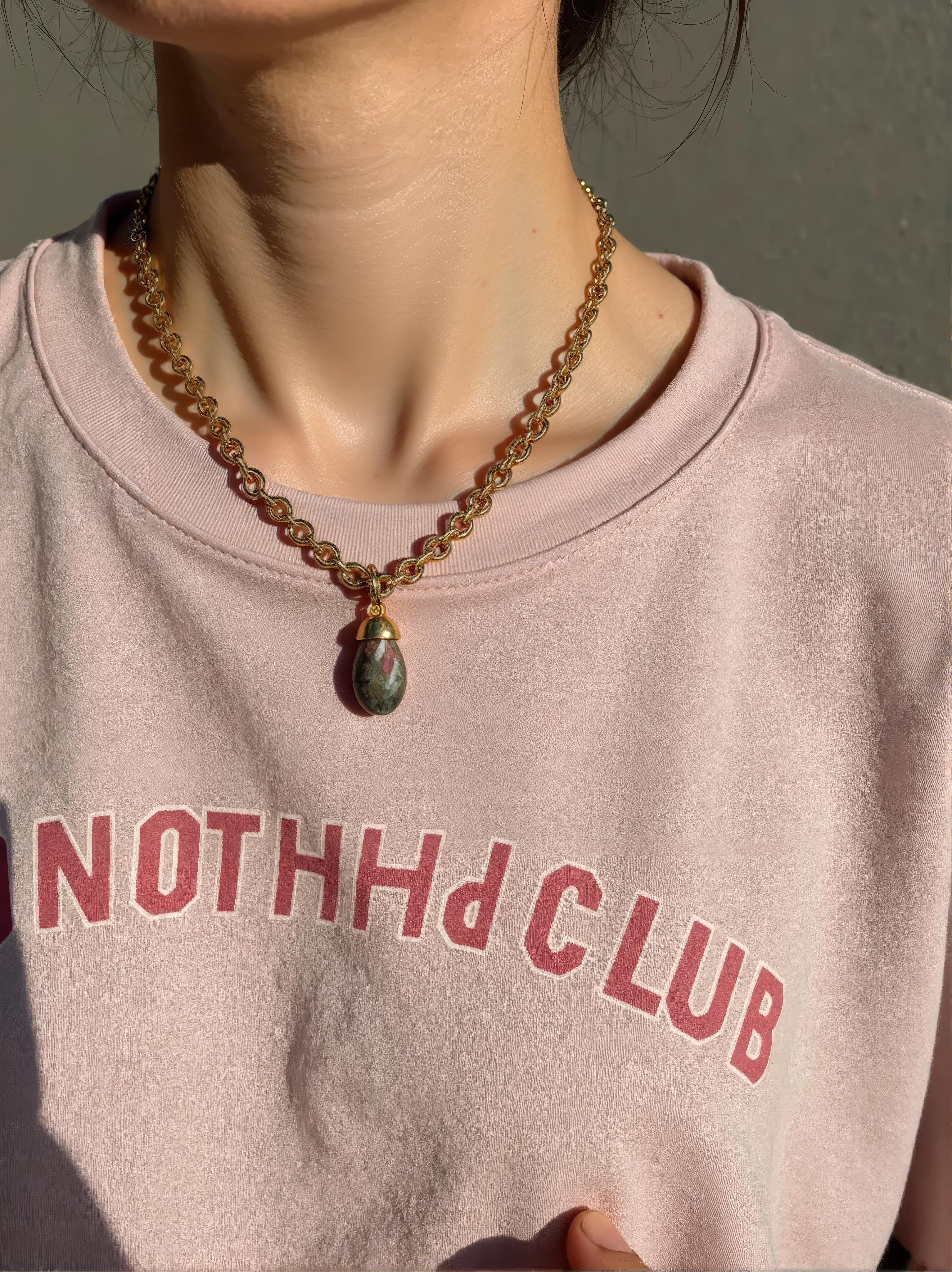 Vivian Grace Jewelry Necklace Gold Antiqued Gold Chunky Labradorite Pendant Necklace