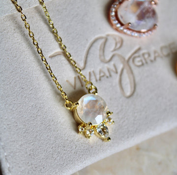 Vivian Grace Jewelry Necklace Gold Ava Moonstone & Topaz Necklace