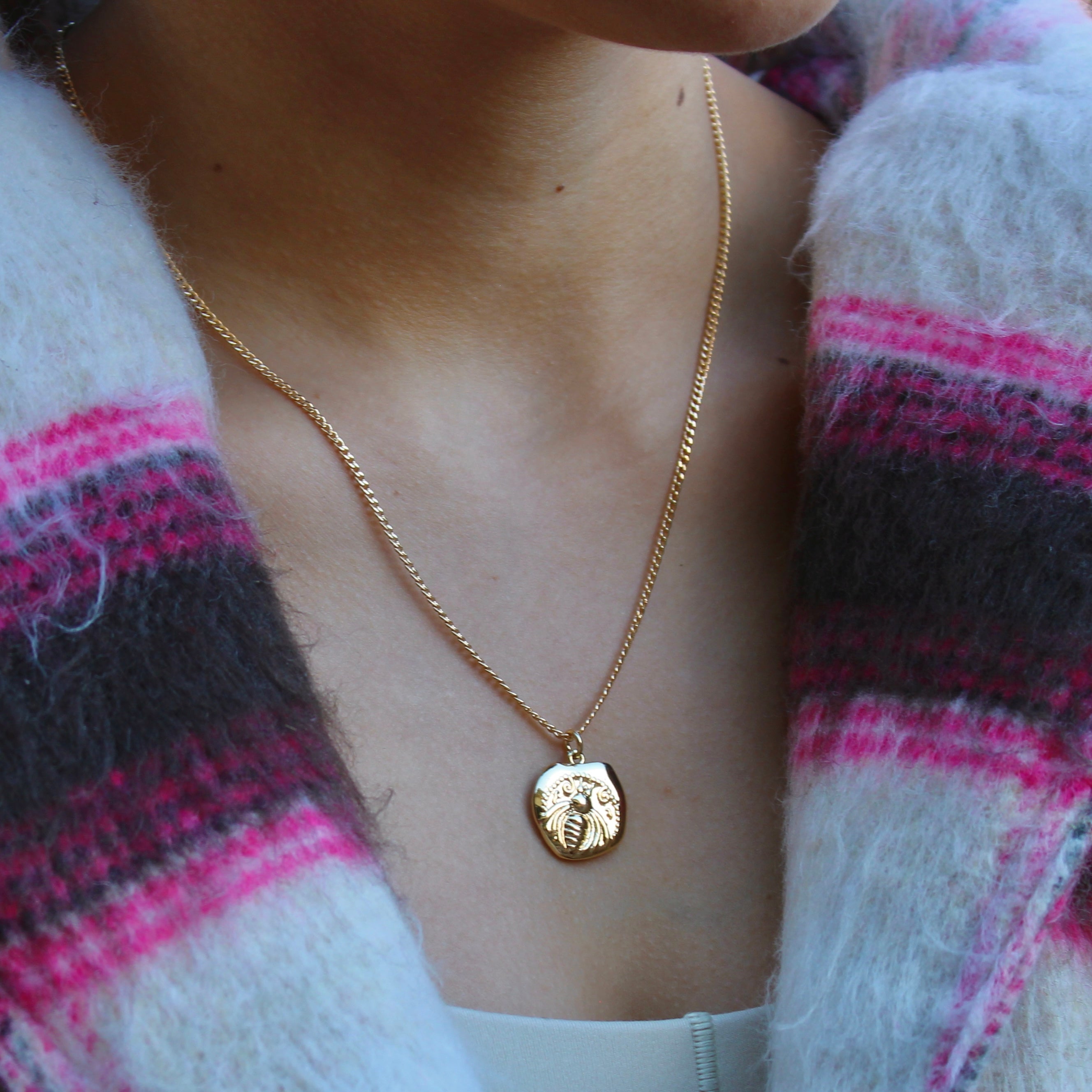 Vivian Grace Jewelry Necklace Gold Bee Medallion