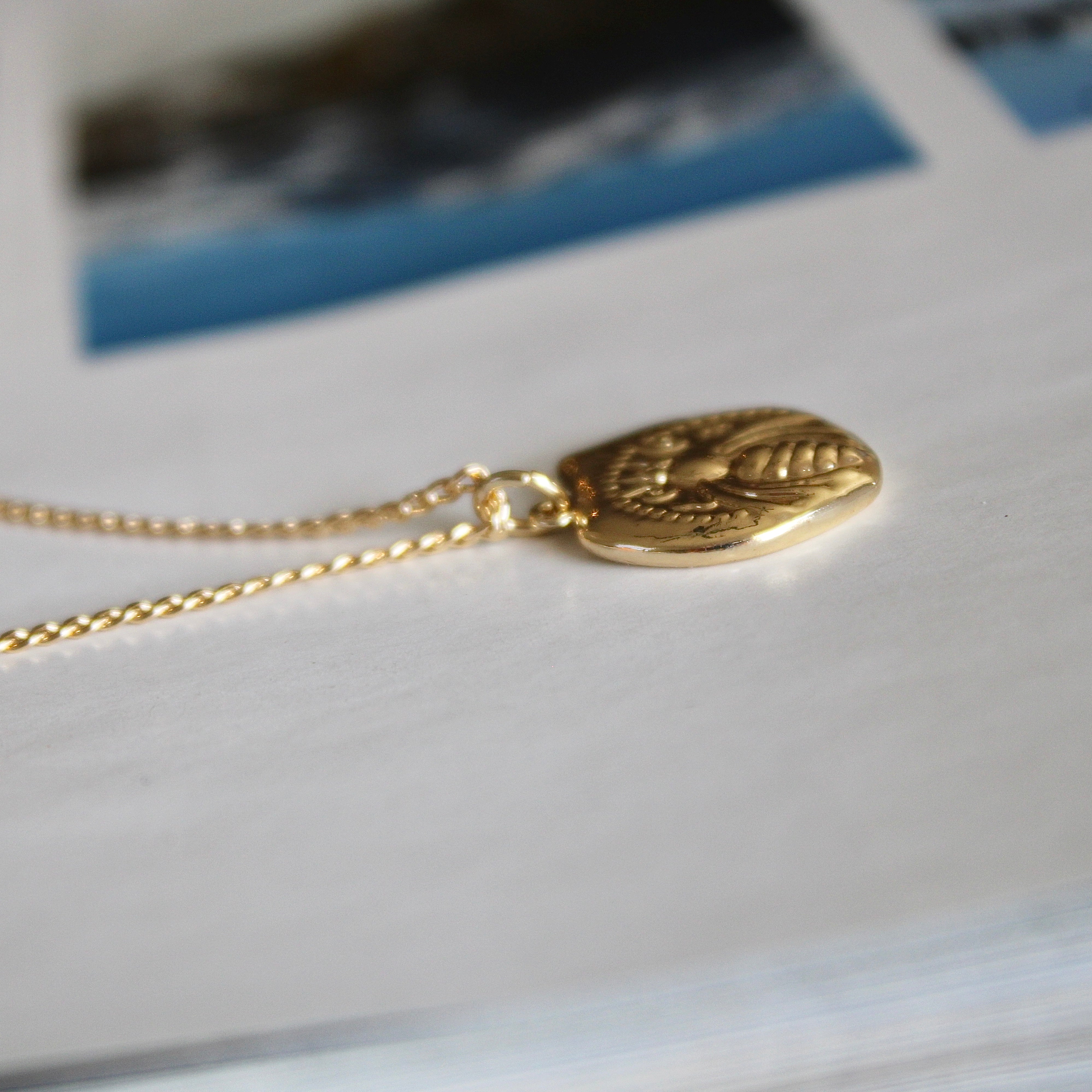 Vivian Grace Jewelry Necklace Gold Bee Medallion