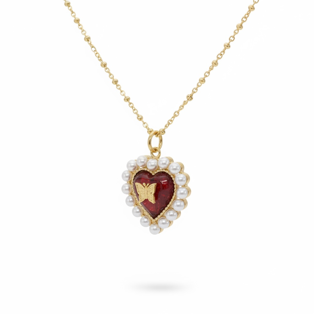 Vivian Grace Jewelry Necklace Gold Butterfly Pearl Heart Necklace