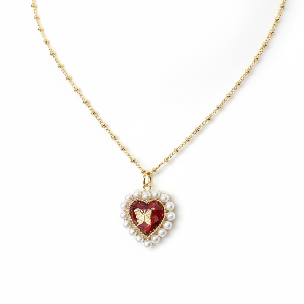 Vivian Grace Jewelry Necklace Gold Butterfly Pearl Heart Necklace