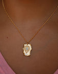 Vivian Grace Jewelry Necklace Gold Celestial Opal Pendant