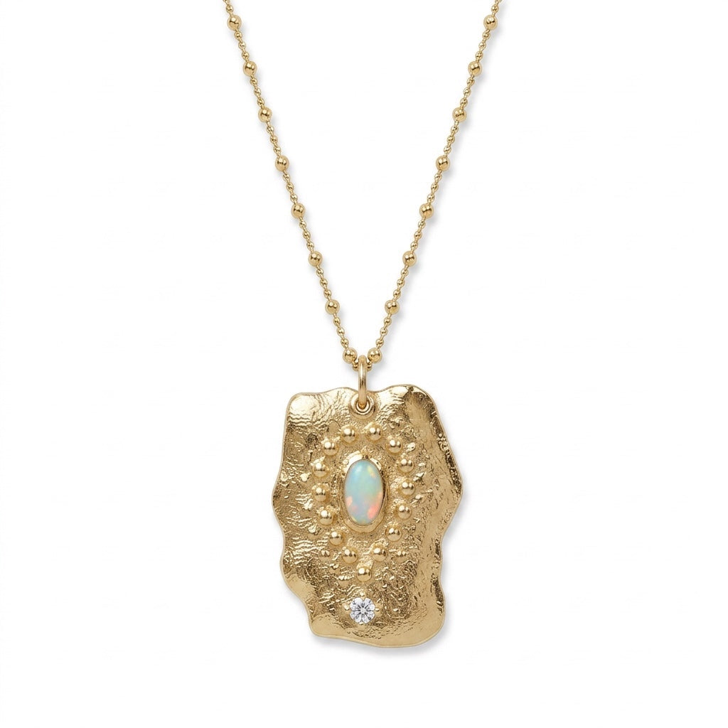 Vivian Grace Jewelry Necklace Gold Celestial Opal Pendant