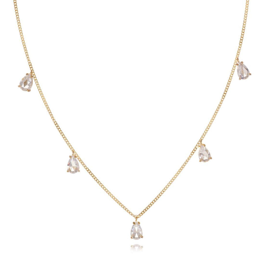 Vivian Grace Jewelry Necklace Gold Dainty Crystal Drop Choker- 14k Gold Vermeil