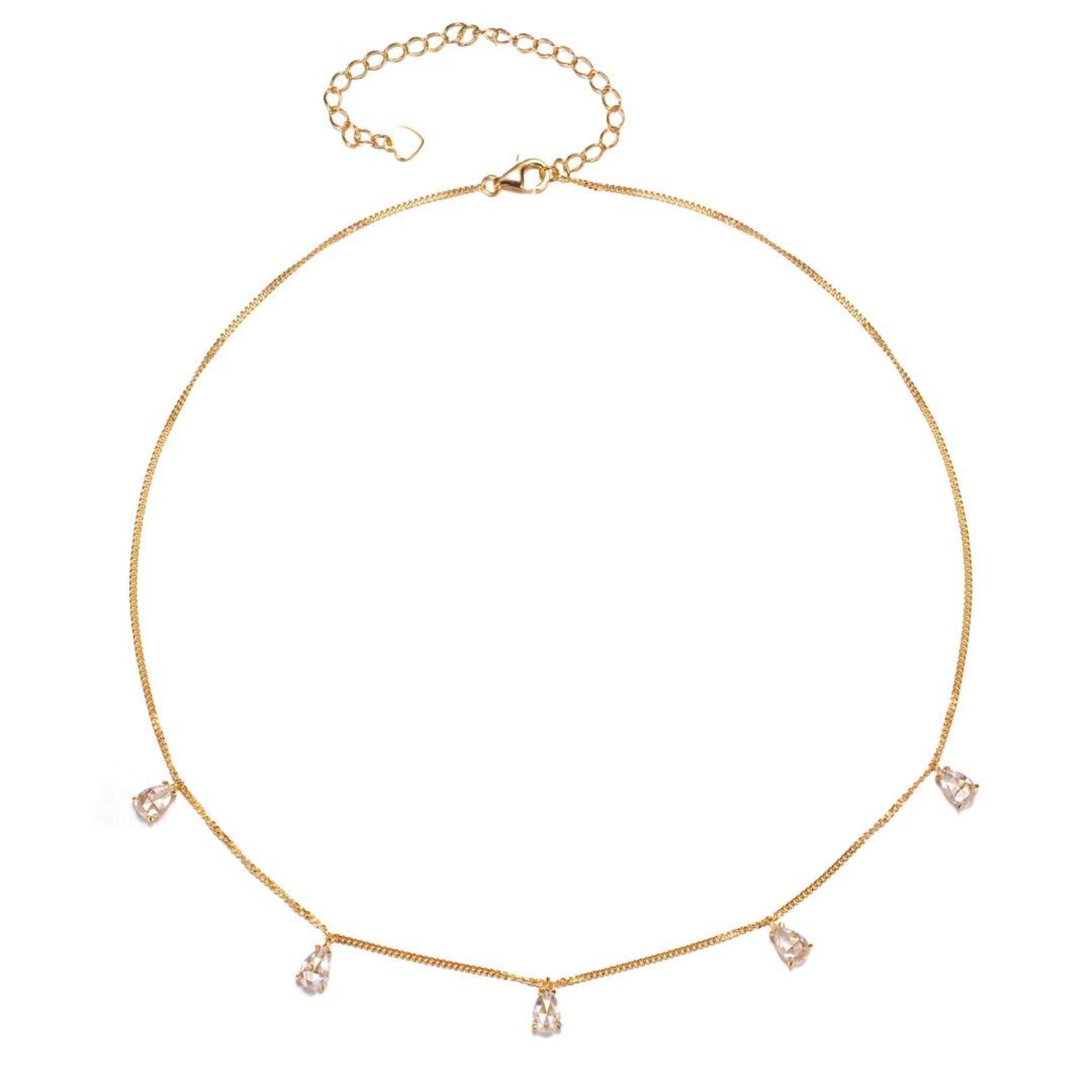 Vivian Grace Jewelry Necklace Gold Dainty Crystal Drop Choker- 14k Gold Vermeil