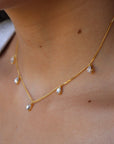 Vivian Grace Jewelry Necklace Gold Dainty Crystal Drop Choker- 14k Gold Vermeil