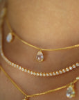 Vivian Grace Jewelry Necklace Gold Dainty Crystal Drop Choker- 14k Gold Vermeil