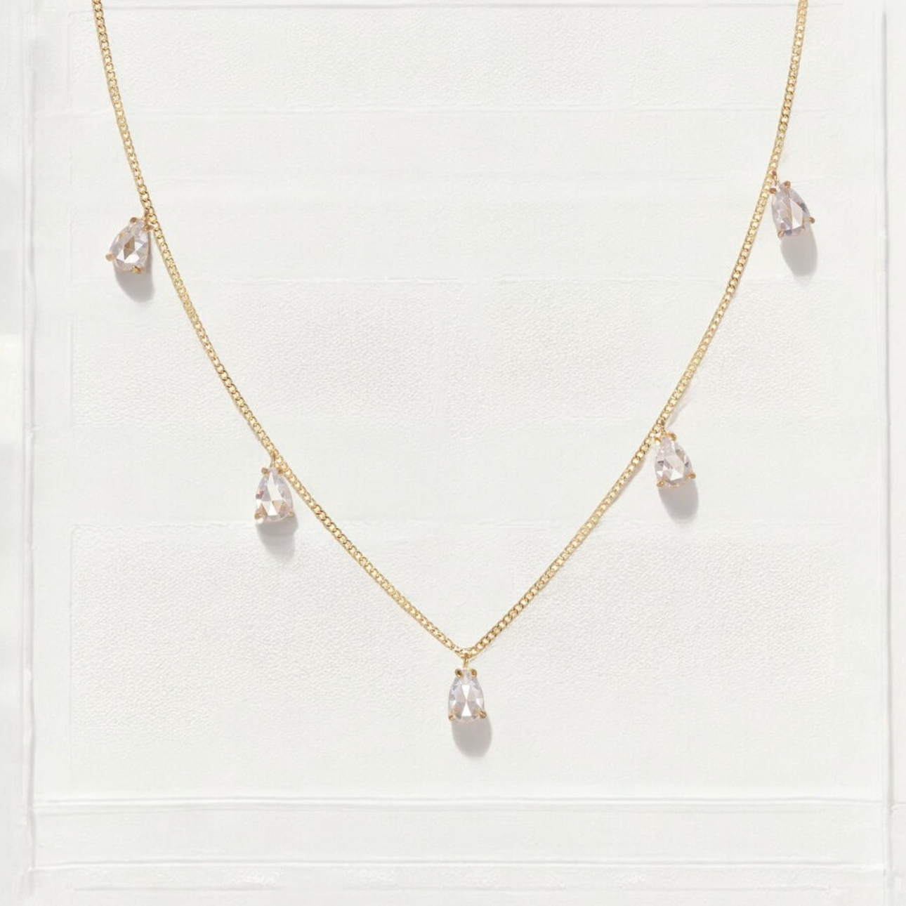 Vivian Grace Jewelry Necklace Gold Dainty Crystal Drop Choker- 14k Gold Vermeil