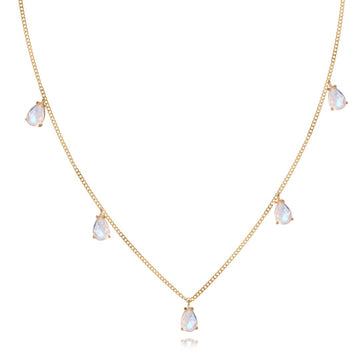 Vivian Grace Jewelry Necklace Gold Dainty Moonstone Drop Choker- 14k Gold Vermeil