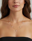 Vivian Grace Jewelry Necklace Gold Dainty Moonstone Drop Choker- 14k Gold Vermeil