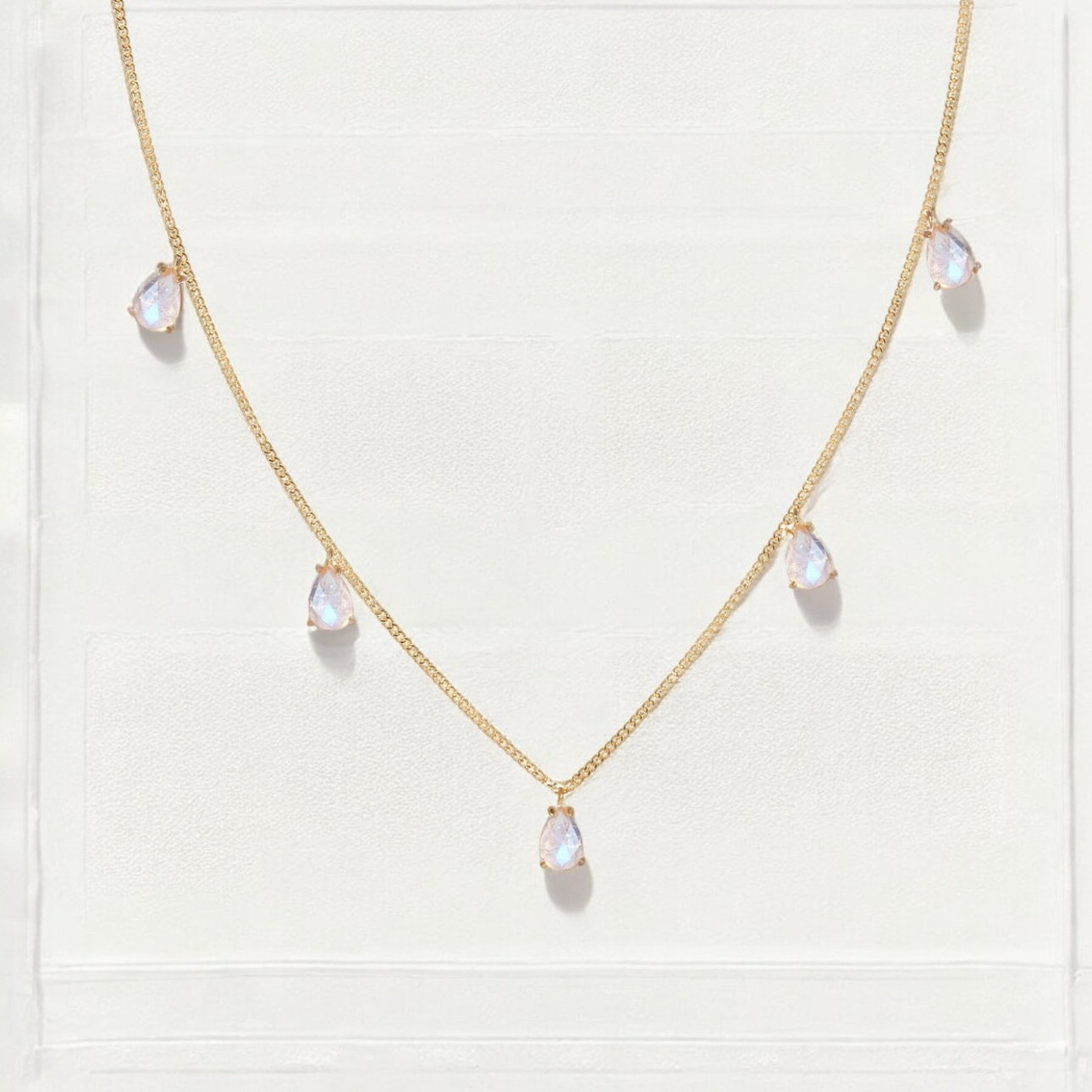 Vivian Grace Jewelry Necklace Gold Dainty Moonstone Drop Choker- 14k Gold Vermeil