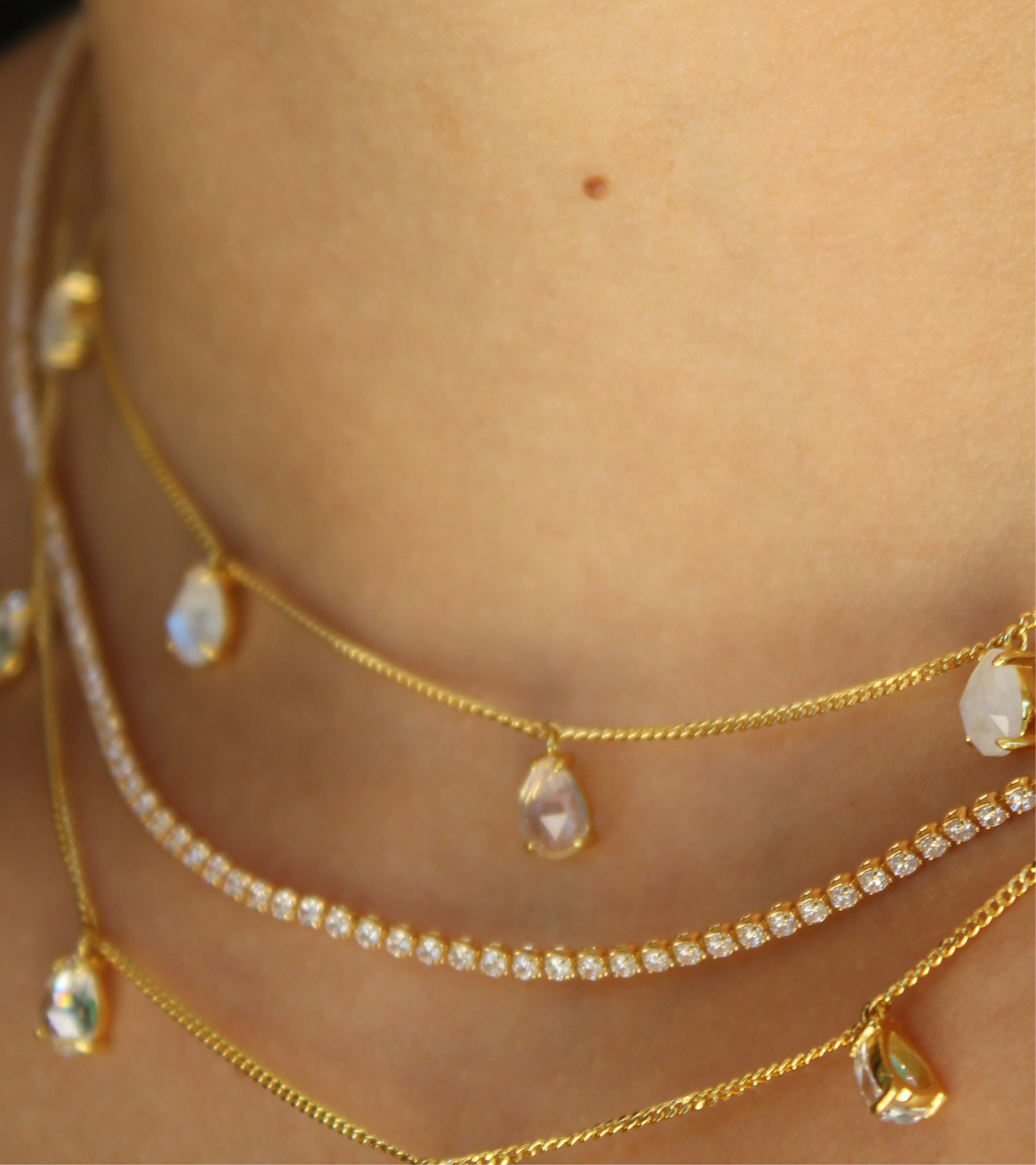 Vivian Grace Jewelry Necklace Gold Dainty Moonstone Drop Choker- 14k Gold Vermeil
